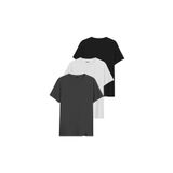DK DAKSEL Relaxed Fit%100 Pamuklu Basic Kadın T-shirt 3 Lü Paket DKS-3500 (Siyah-Beyaz-Füme/L)