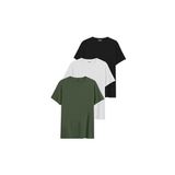 DK DAKSEL Relaxed Fit%100 Pamuklu Basic Kadın T-shirt 3 Lü Paket DKS-3500 (Siyah-Beyaz-Haki/L)