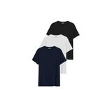 DK DAKSEL Relaxed Fit%100 Pamuklu Basic Kadın T-shirt 3 Lü Paket DKS-3500 (Siyah-Beyaz-Lacivert/XL)