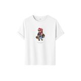 DK DAKSEL Shopaholic Teddy Bear Grafik Baskılı Tişört,%100 Pamuk, Kısa Kollu, Oversize Rahat Kesim, Yuvarlak Yaka, (Beyaz, L)