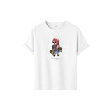 DK DAKSEL Shopaholic Teddy Bear Grafik Baskılı Tişört,%100 Pamuk, Kısa Kollu, Oversize Rahat Kesim, Yuvarlak Yaka, (Beyaz, S)