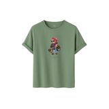 DK DAKSEL Shopaholic Teddy Bear Grafik Baskılı Tişört,%100 Pamuk, Kısa Kollu, Oversize Rahat Kesim, Yuvarlak Yaka, (Çağla, 2XL)