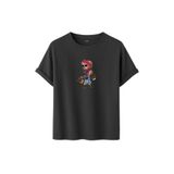 DK DAKSEL Shopaholic Teddy Bear Grafik Baskılı Tişört,%100 Pamuk, Kısa Kollu, Oversize Rahat Kesim, Yuvarlak Yaka, (Füme, M)