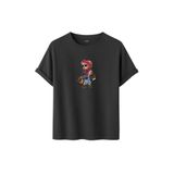 DK DAKSEL Shopaholic Teddy Bear Grafik Baskılı Tişört,%100 Pamuk, Kısa Kollu, Oversize Rahat Kesim, Yuvarlak Yaka, (Füme, S)