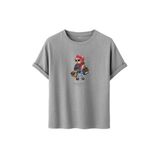 DK DAKSEL Shopaholic Teddy Bear Grafik Baskılı Tişört,%100 Pamuk, Kısa Kollu, Oversize Rahat Kesim, Yuvarlak Yaka, (Gri, M)
