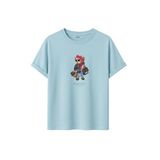 DK DAKSEL Shopaholic Teddy Bear Grafik Baskılı Tişört,%100 Pamuk, Kısa Kollu, Oversize Rahat Kesim, Yuvarlak Yaka, (Mavi, S)
