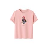 DK DAKSEL Shopaholic Teddy Bear Grafik Baskılı Tişört,%100 Pamuk, Kısa Kollu, Oversize Rahat Kesim, Yuvarlak Yaka, (Pudra, XL)