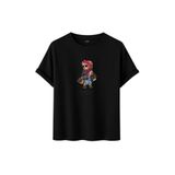 DK DAKSEL Shopaholic Teddy Bear Grafik Baskılı Tişört,%100 Pamuk, Kısa Kollu, Oversize Rahat Kesim, Yuvarlak Yaka, (Siyah, S)