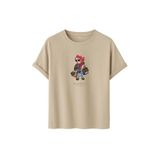 DK DAKSEL Shopaholic Teddy Bear Grafik Baskılı Tişört,%100 Pamuk, Kısa Kollu, Oversize Rahat Kesim, Yuvarlak Yaka, (Taş, 2XL)
