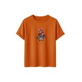 DK DAKSEL Shopaholic Teddy Bear Grafik Baskılı Tişört,%100 Pamuk, Kısa Kollu, Oversize Rahat Kesim, Yuvarlak Yaka, (Turuncu, S)