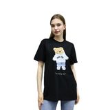 DK DAKSEL Siyah Renk Basic Dare You Teddy Bear Baskılı Kadın Tişört DKSB0100 (Siyah-XL)