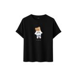 DK DAKSEL Siyah Renk Basic Dare You Teddy Bear Baskılı Kadın Tişört DKSB0100 (Siyah-XXL)