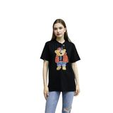 DK DAKSEL Siyah Renk Basic Teddy Bear Kırmızı Kaban Baskılı Kadın Tişört DKSB0177 (Siyah-XL)