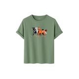 DK DAKSEL Unisex At Baskılı T-Shirt,%100 Pamuk, Rahat Kesim, Kısa Kollu, Yuvarlak Yaka, Günlük Kullanım (Çağla, S)