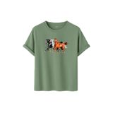 DK DAKSEL Unisex At Baskılı T-Shirt,%100 Pamuk, Rahat Kesim, Kısa Kollu, Yuvarlak Yaka, Günlük Kullanım (Çağla, XL)