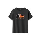 DK DAKSEL Unisex At Baskılı T-Shirt,%100 Pamuk, Rahat Kesim, Kısa Kollu, Yuvarlak Yaka, Günlük Kullanım (Füme, M)
