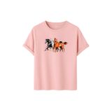 DK DAKSEL Unisex At Baskılı T-Shirt,%100 Pamuk, Rahat Kesim, Kısa Kollu, Yuvarlak Yaka, Günlük Kullanım (Pudra, M)