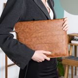 DK LEATHER 12.9 13 13.3 13.6 Inç Uyumlu Tablet Notebook Laptop Kılıfı M1 M2 M3 Macbook Air Pro Evrak Portföy Çanta - Taba - Kahverengi