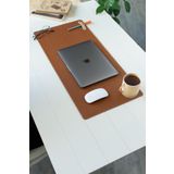 DK LEATHER Kahverengi Masa Matı- Laptop Altlığı - Sümen Takımı - Geniş Büyük Mousepad