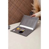 Dk Leather Kahverengi Pu Deri Laptop Macbook Laptop Organizeri 13, 13.3, 13.6 Inch M1 M2 M3 Laptop Pro Air Organizer Kılıf Evrak Çantası - Gri