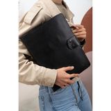 Dk Leather Kahverengi Pu Deri Laptop Macbook Laptop Organizeri 13, 13.3, 13.6 Inch M1 M2 M3 Laptop Pro Air Organizer Kılıf Evrak Çantası - Siyah