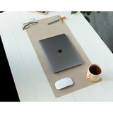 DK LEATHER Pu Deri Geniş Masa Matı | El Yapımı Ofis Dekorasyon & Gaming Mousepad + Bardak Altlığı – 70X32 cm - Krem
