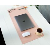 DK LEATHER Pu Deri Geniş Masa Matı | El Yapımı Ofis Dekorasyon & Gaming Mousepad + Bardak Altlığı – 70X32 cm - Pembe