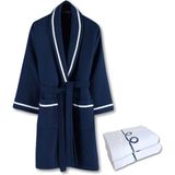 DK Store Livenza Lacivert Pamuklu Pike Unisex Bornoz Havlu Seti
