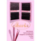DKAVIA Takma Kirpik Seti 800 Demet Kirpik,Yapıştırıcı, Sabitleyici, Cımbız ve Fırçasıyla ( 30-40-60-80D )
