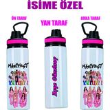 Dkdz Shop Manifest Çizim Baskılı Isime Özel Metal Suluk 800ML - Pembe - 003