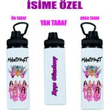 Dkdz Shop Manifest Çizim Baskılı Isime Özel Metal Suluk 800ML -Siyah - 001