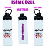 Dkdz Shop Manifest Çizim Baskılı Isime Özel Metal Suluk 800ML -Siyah - 002