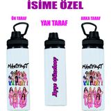 Dkdz Shop Manifest Çizim Baskılı Isime Özel Metal Suluk 800ML -Siyah - 003