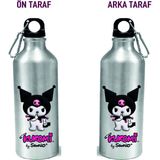 Dkdz Shop Metal Gumus Kancalı Baskılı Su Matarası 600ML. - 004