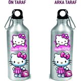 Dkdz Shop Metal Gumus Kancalı Baskılı Su Matarası 600ML. - 009