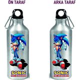 Dkdz Shop Metal Gumus Kancalı Baskılı Su Matarası 600ML. - 012