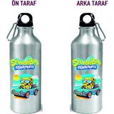 Dkdz Shop Metal Gumus Kancalı Baskılı Su Matarası 600ML. - 023
