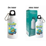 Dkdz Shop Sunger Bobbb Baskılı Kancalı Metal Suluk - 600ML - Mor - Koyu Pembe