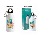 Dkdz Shop Sunger Bobbb Baskılı Kancalı Metal Suluk - 600ML - Sarı - Koyu Pembe