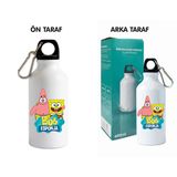 Dkdz Shop Sunger Bobbb Baskılı Kancalı Metal Suluk - 600ML - Turuncu - Koyu Pembe