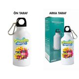 Dkdz Shop Sunger Bobbb Baskılı Kancalı Metal Suluk - 600ML - Yavruağzı - Kiremit