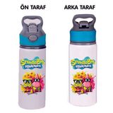 Dkdz Shop Sunger Bobbb Baskılı Mavi Pipetli Metal SULUK-650ML. - Taş - Ekru - Antrasit
