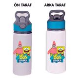Dkdz Shop Sunger Bobbb Baskılı Mavi Pipetli Metal SULUK-650ML. - Turuncu - Koyu Pembe