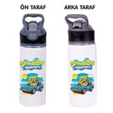Dkdz Shop Sunger Bobbb Baskılı Pipetli Metal SULUK-650ML. - Mor - Koyu Pembe