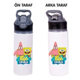 Dkdz Shop Sunger Bobbb Baskılı Pipetli Metal SULUK-650ML. - Turuncu - Koyu Pembe