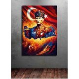 dkm-k64-30Atatürk Çok Renkli Kanvas Tablo - Modern Duvar Tablosu (70x100cm)