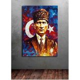 dkm-k64-31Atatürk Çok Renkli Kanvas Tablo - Modern Duvar Tablosu (35x50cm)