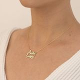 Dkmn Silver Iki Isimli Kalpli Gümüş Kolye Kadın Gümüş Kolye - Gold - 45 cm