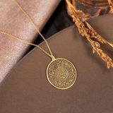 Dkmn Silver Nazar Duası Daire Biçimli Gümüş Kolye Kadın Gümüş Kolye Dualı Kolye - Gold - 40 cm