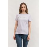 DKNY Bayan Exploded Logo Crew Neck Tee T-Shirt, Orkide/Gümüş, L